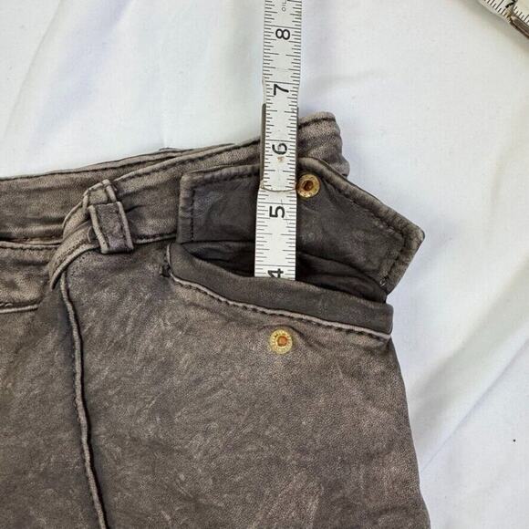 Doma Lamb Leather Mini Shorts 28" S Grey Brown Washed Vintage Finish $500 - Picture 7 of 16